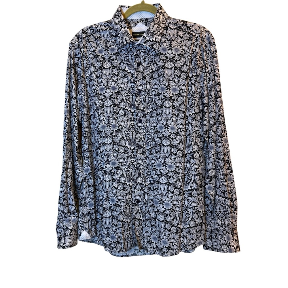 American Breed Women’s Slim Fit Rodeo Western Black White Floral Blouse sz XL